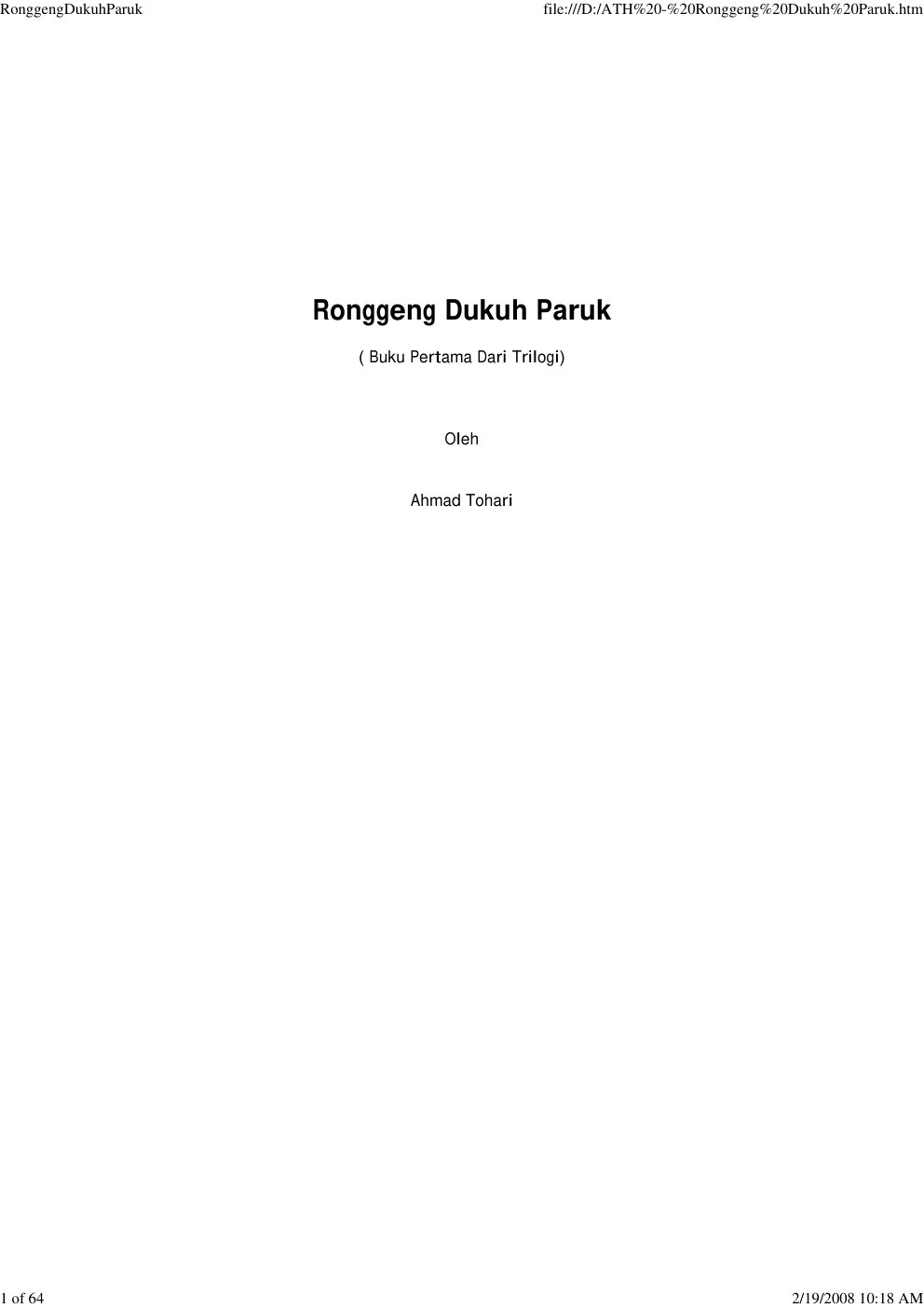 Cover of RonggengDukuhParuk