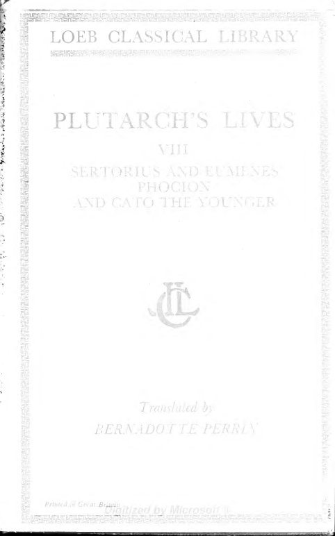 Cover of PLUTARCH'S