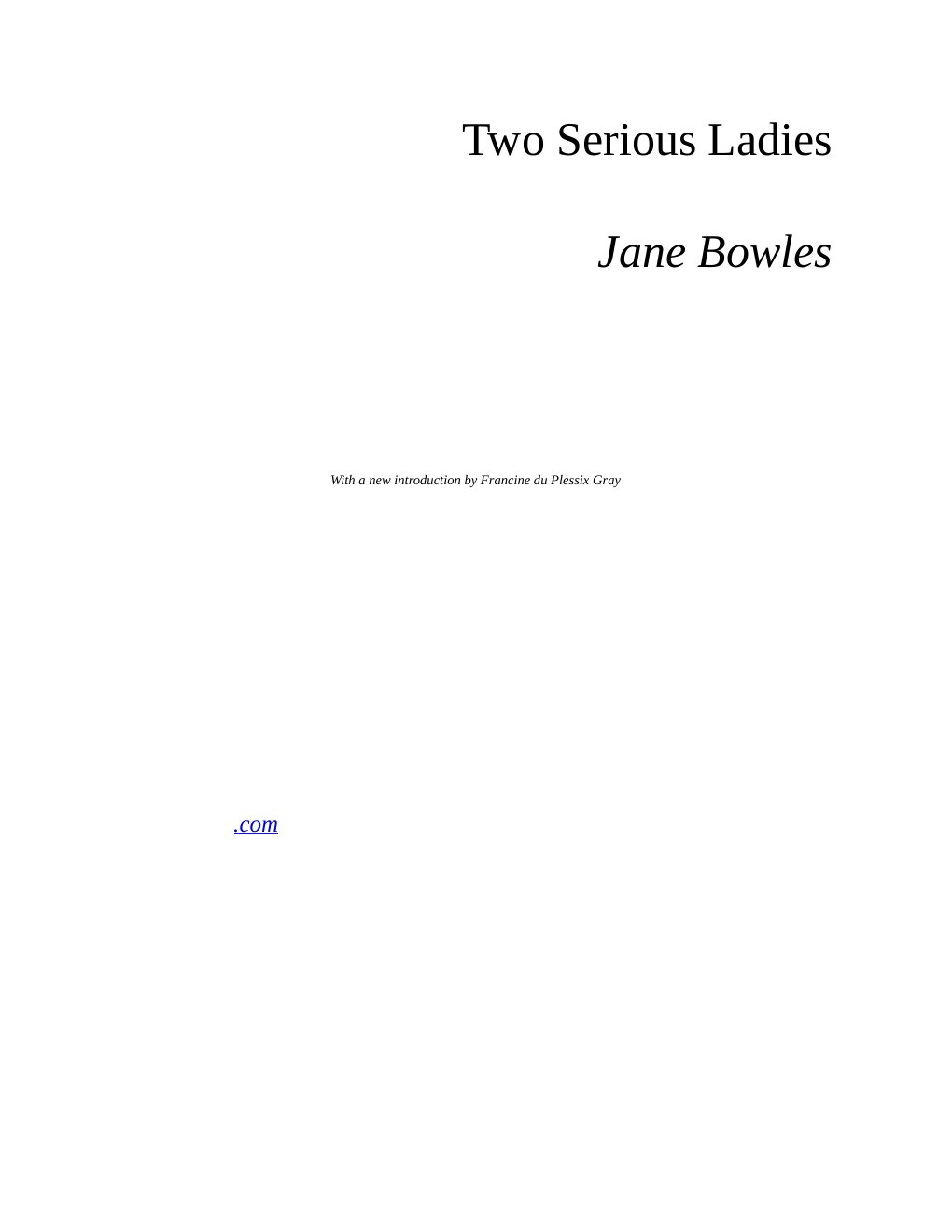 Cover of Two Serious Ladies (1899)