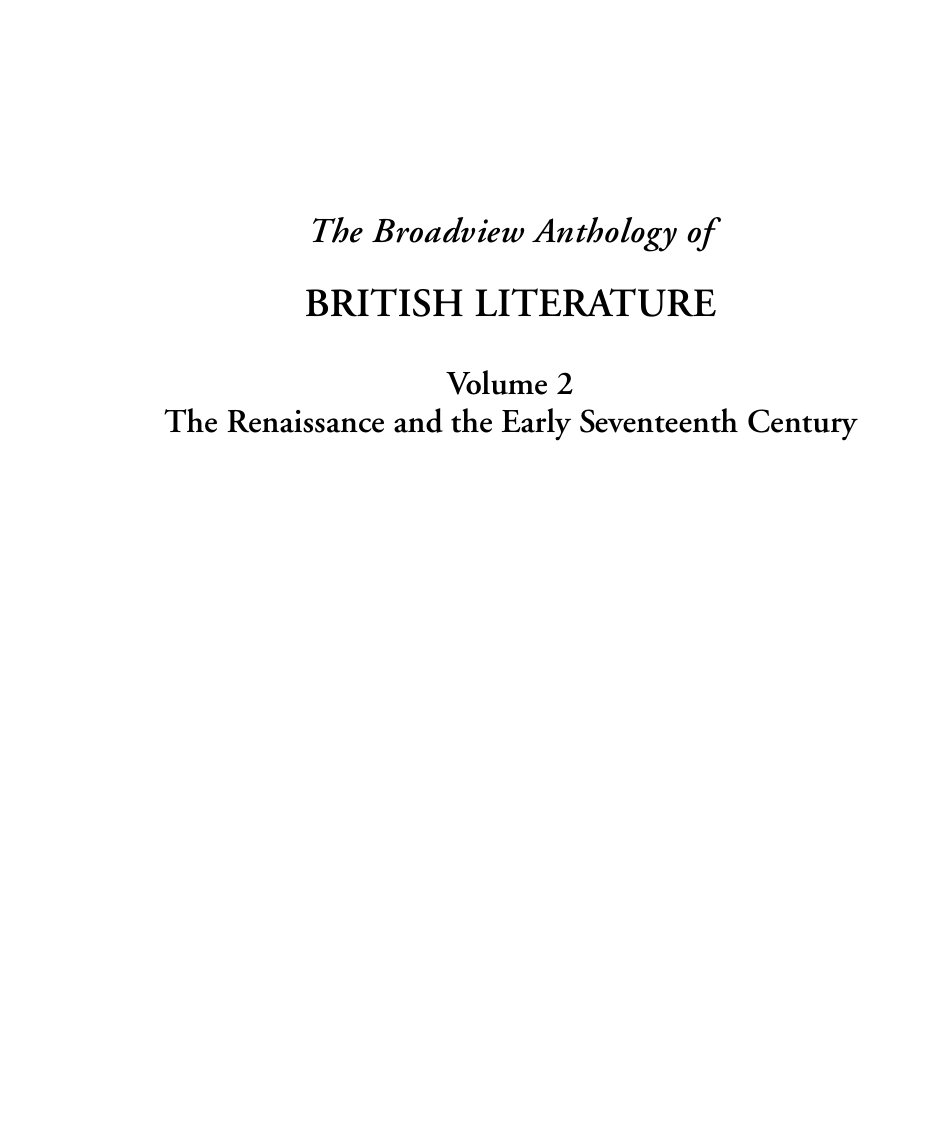 Cover of The Broadview Antholog y of (1497)
