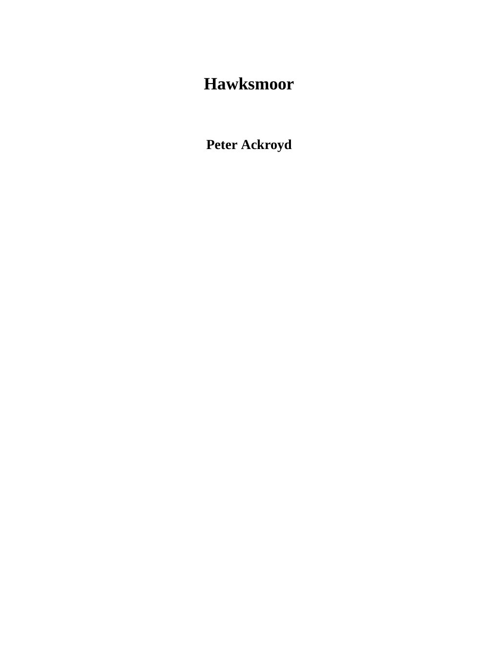 Cover of Hawksmoor