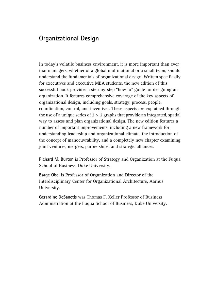 Cover of Organizational Design