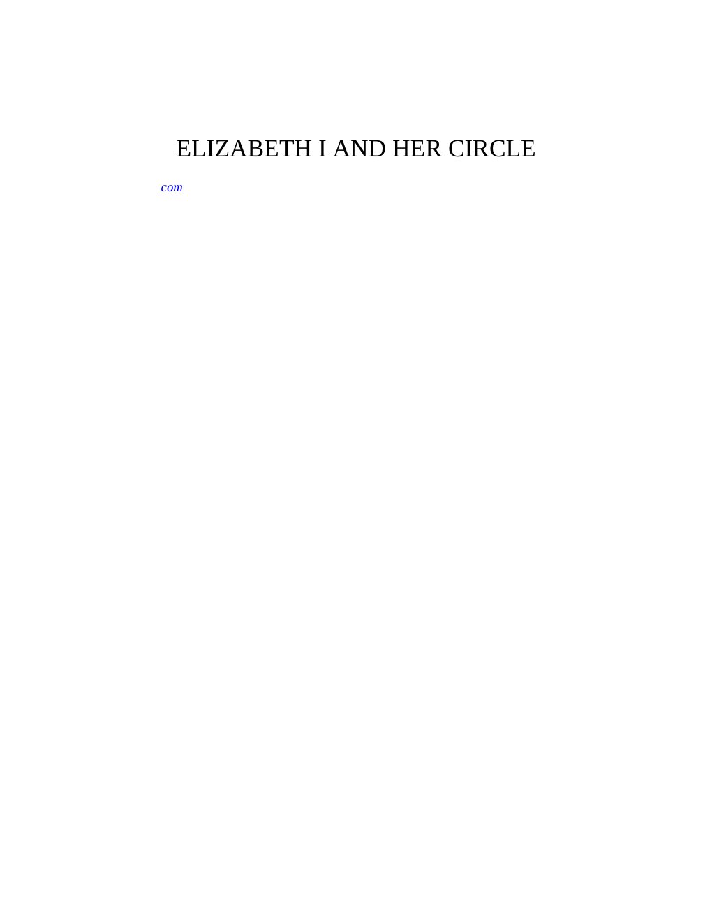 Cover of Elizabeth I and Her Circle