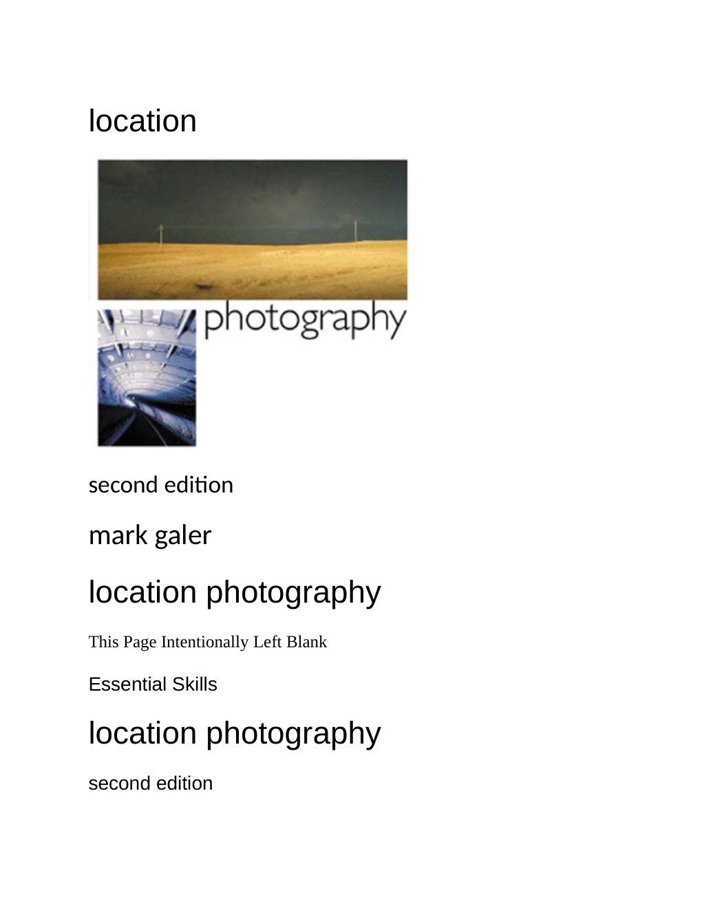 Cover of Location Photography (2nd ed)