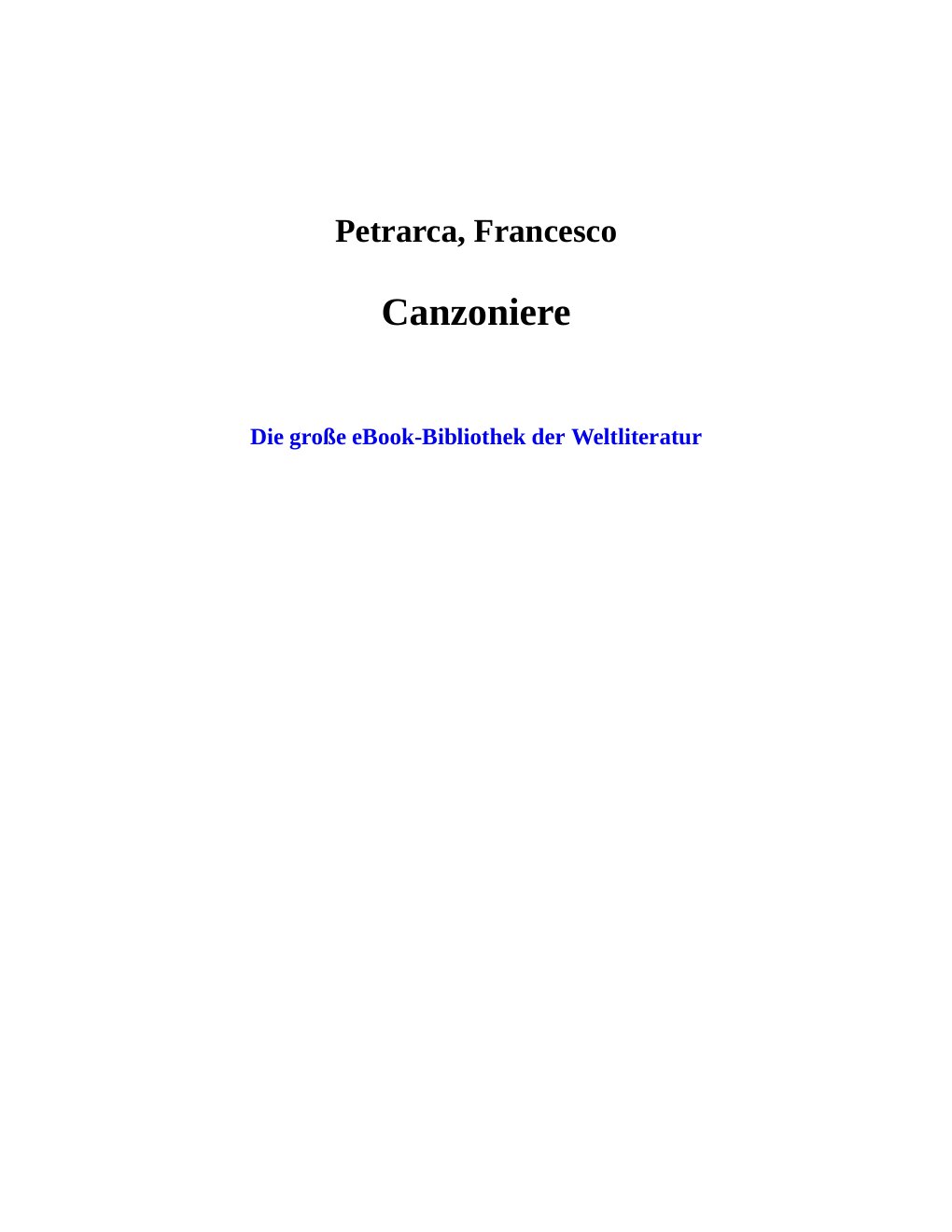 Cover of Canzoniere