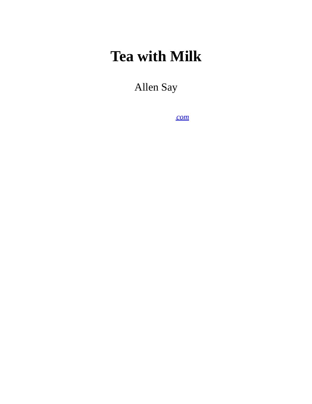 Cover of Tea with Milk
