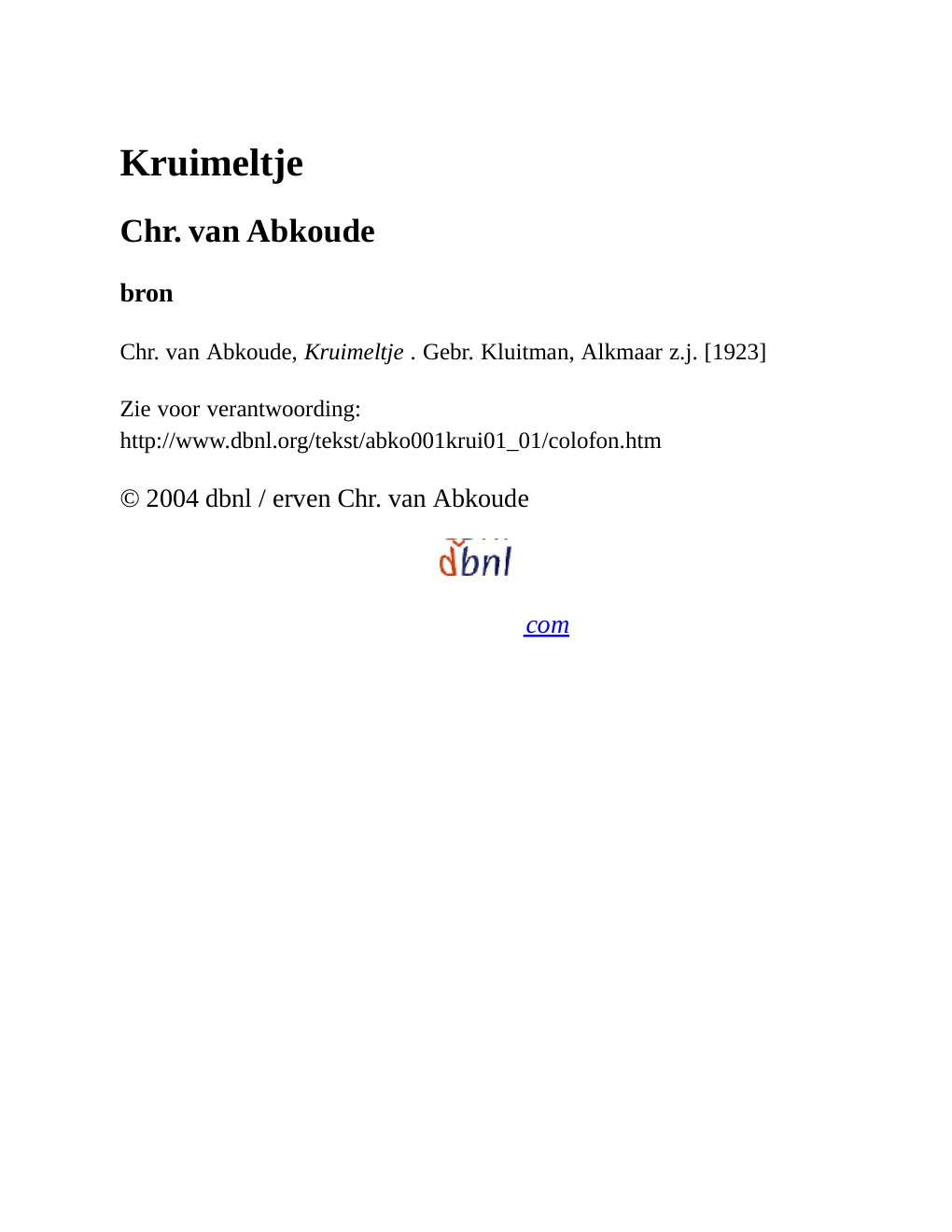 Cover of Kruimeltje
