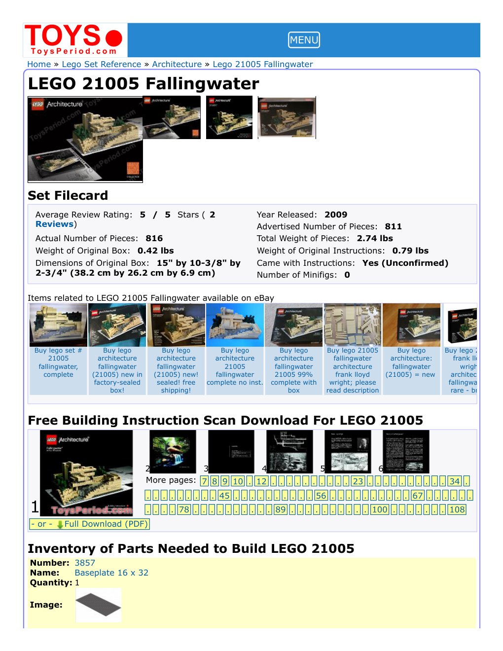 Cover of LEGO 21005 Fallingwater
