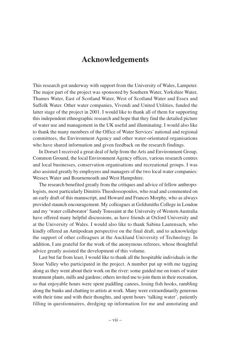 Cover of Acknowledgements