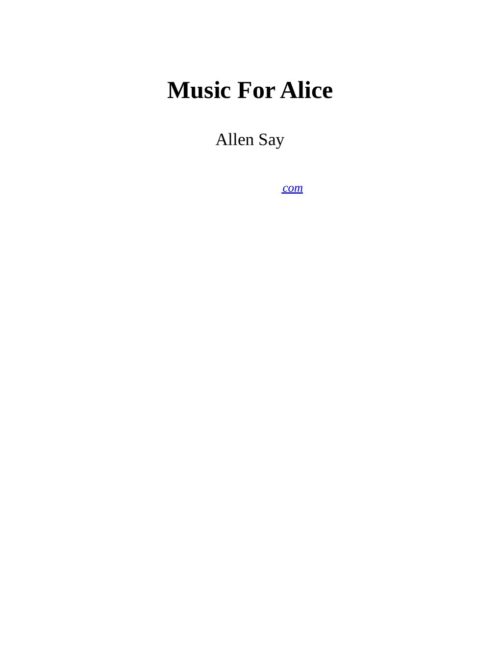 Cover of Music for Alice
