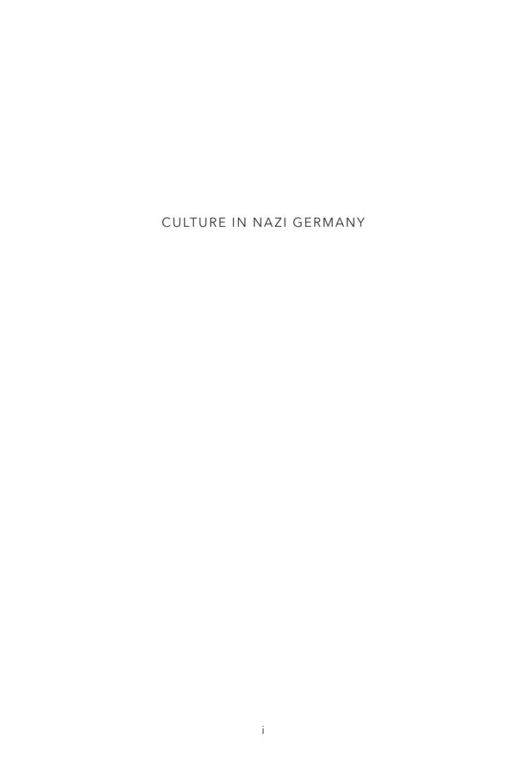 Cover of CULTURE IN NAZI GERMANY