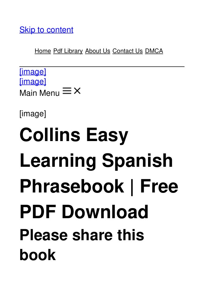 Cover of Collins Spanish Phrasebook | Free PDF Download