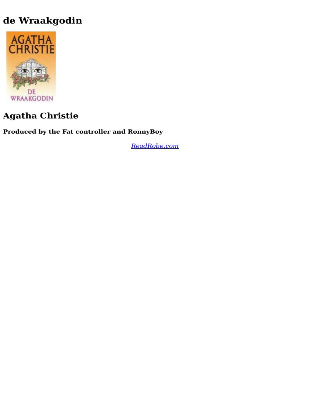 Cover of De Wraakgodin