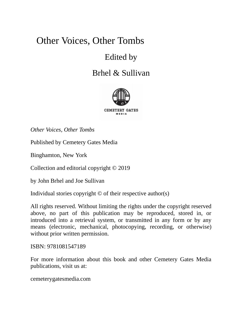 Cover of Other Voices, Other Tombs