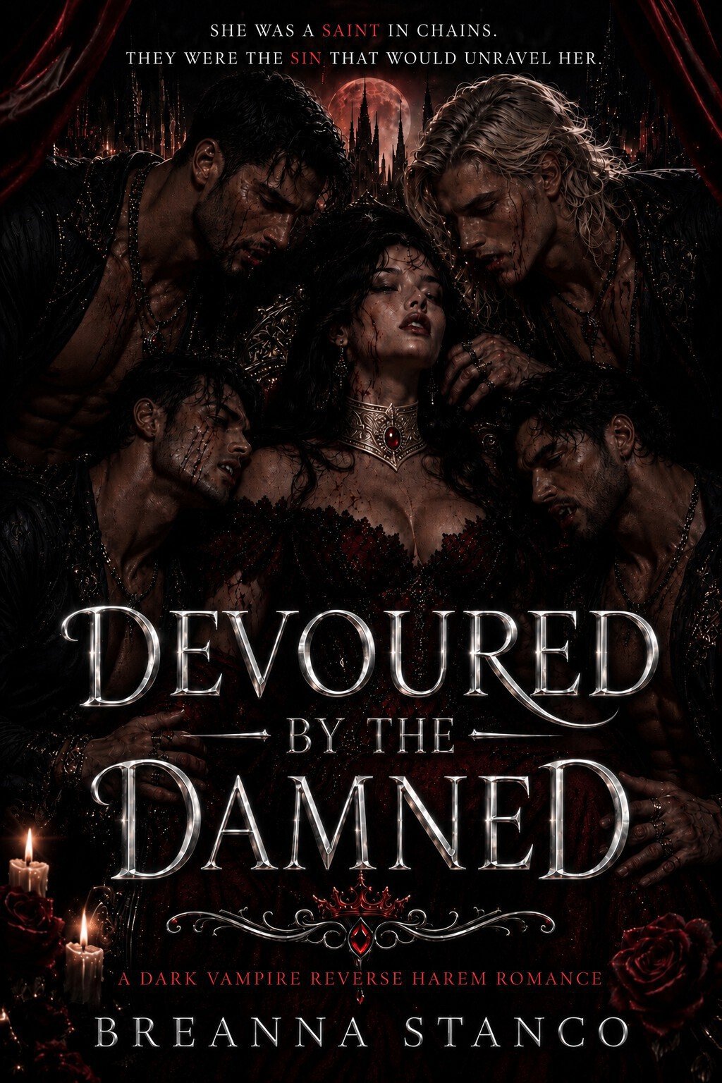 Cover of Devoured By The Damned- A Dark Vampire Reverse Harem Romance (2026)