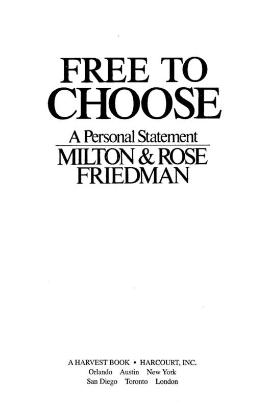 Cover of Free to Choose