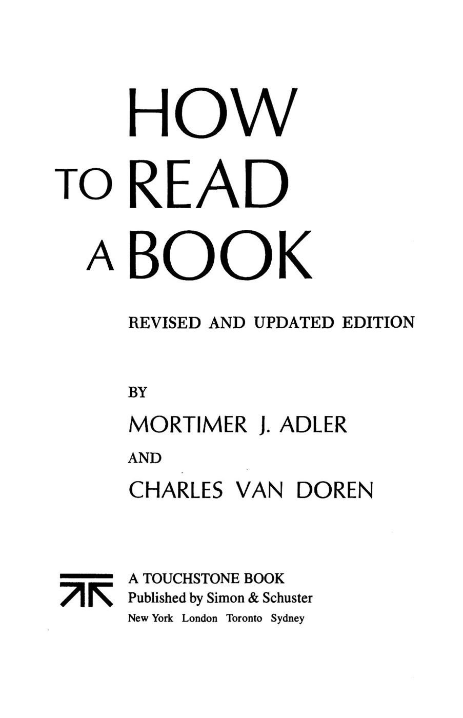 Cover of How to Read a Book (A Touchstone book)