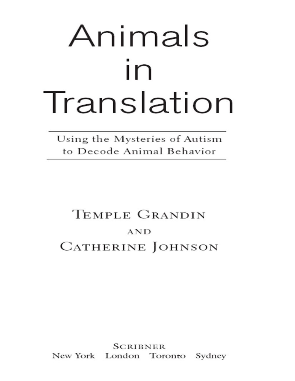 Cover of Animals in Translation (1952)