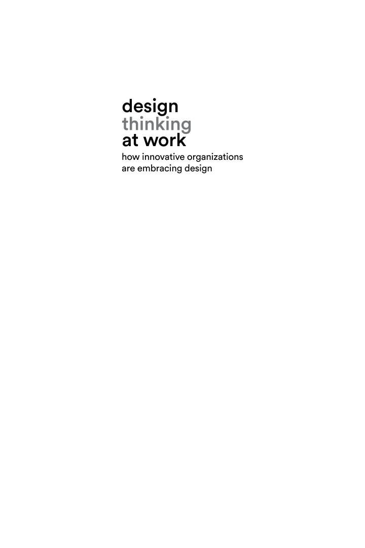 Cover of Design Thinking at Work
