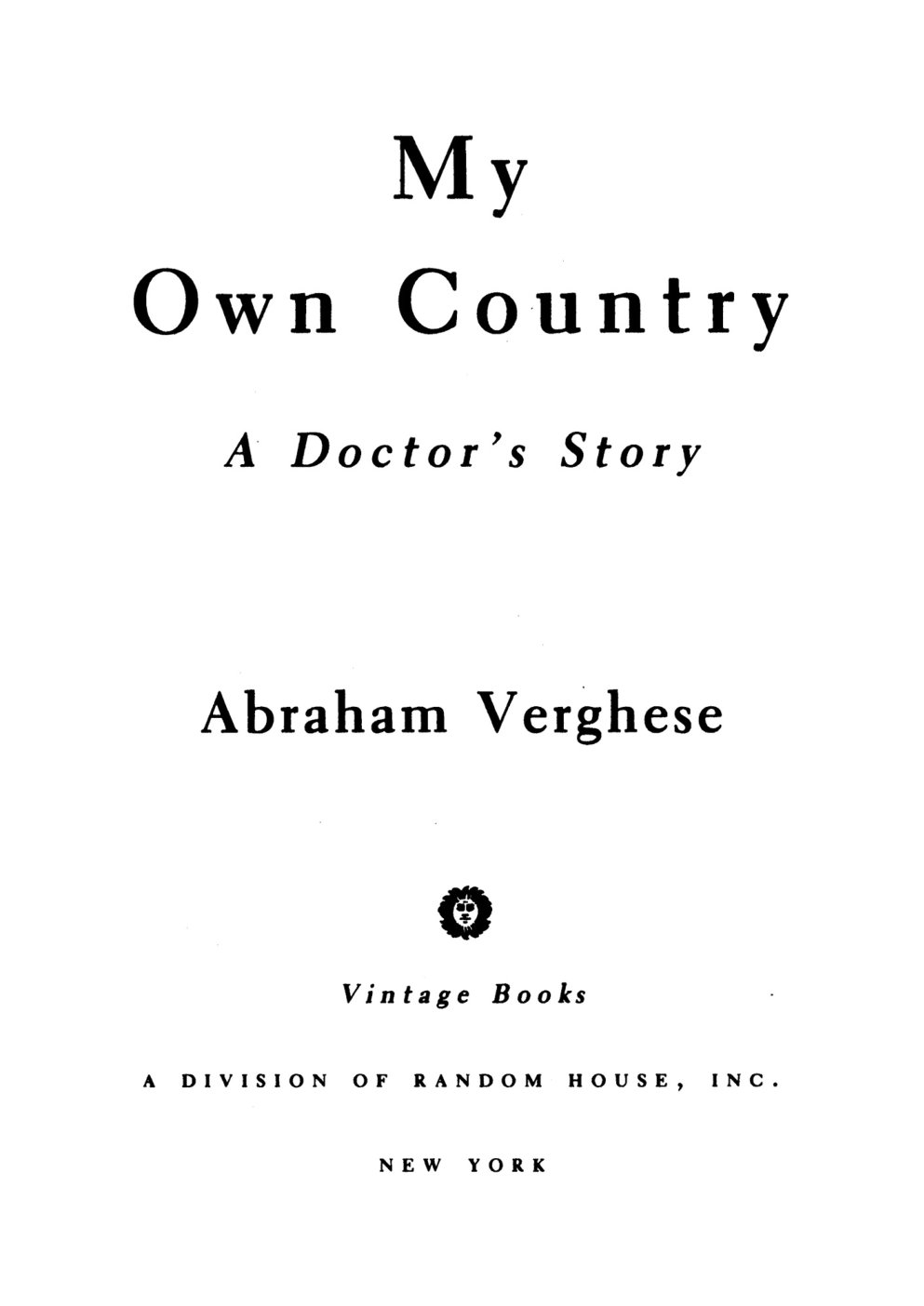 Cover of My Own Country
