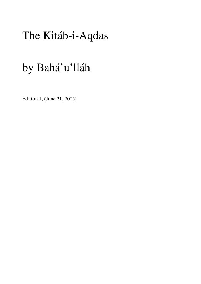 Cover of The Kitáb-i-Aqdas