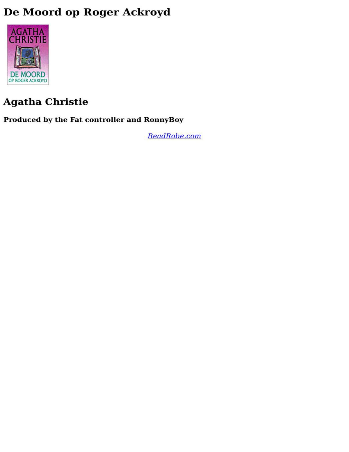 Cover of De moord op Roger Ackroyd