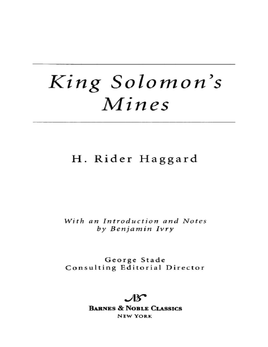 Cover of King Solomon's Mines (Barnes & Noble Classics Series)