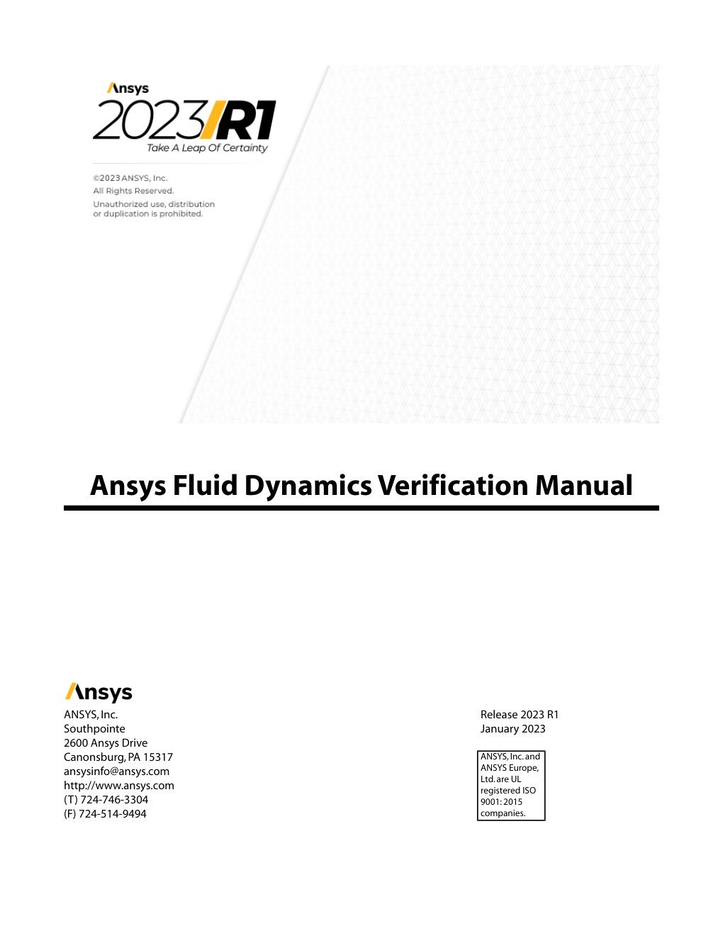 Cover of Fluid Dynamics Verification Manual