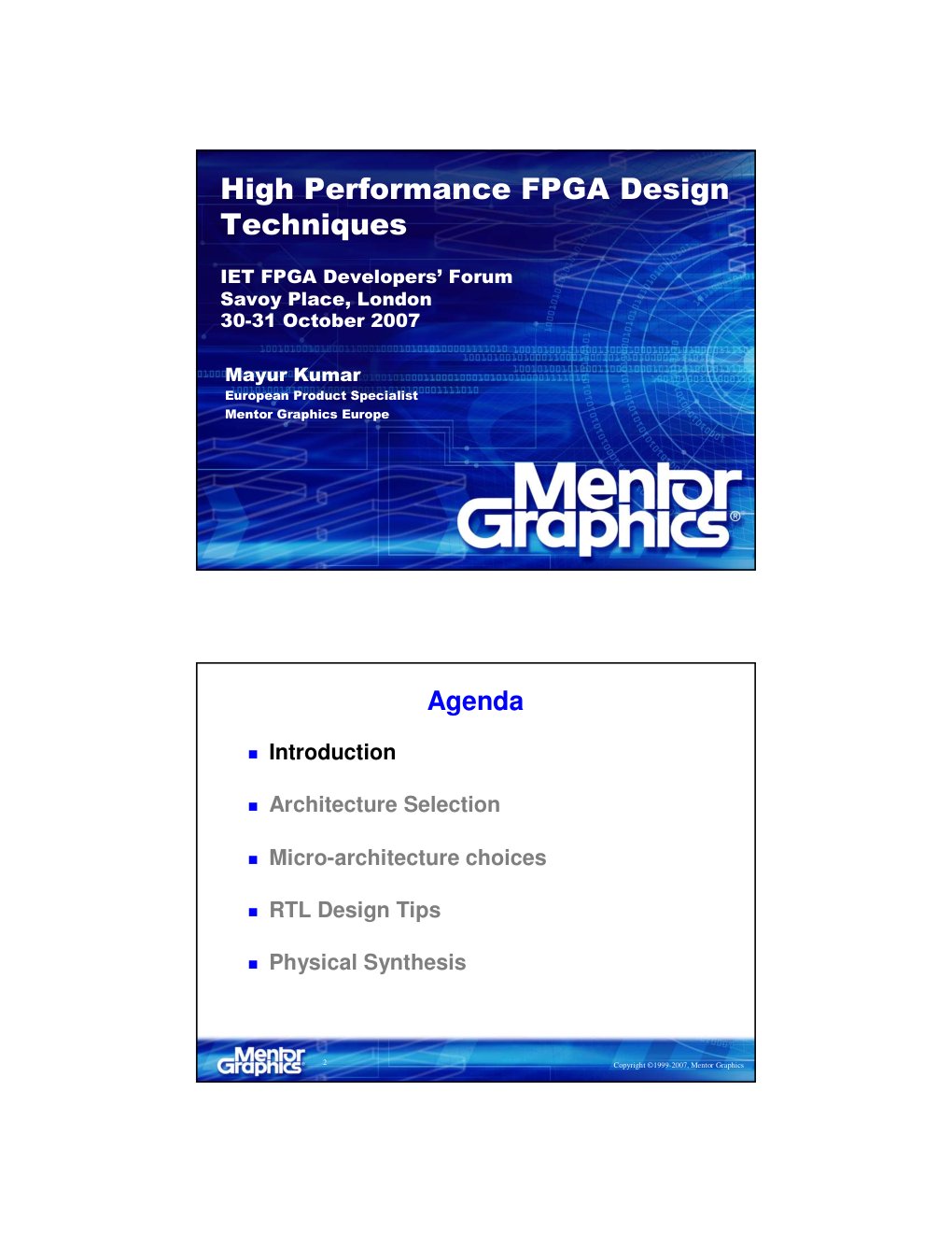 Cover of Microsoft PowerPoint - MentorGraphics_IET Oct07 .ppt