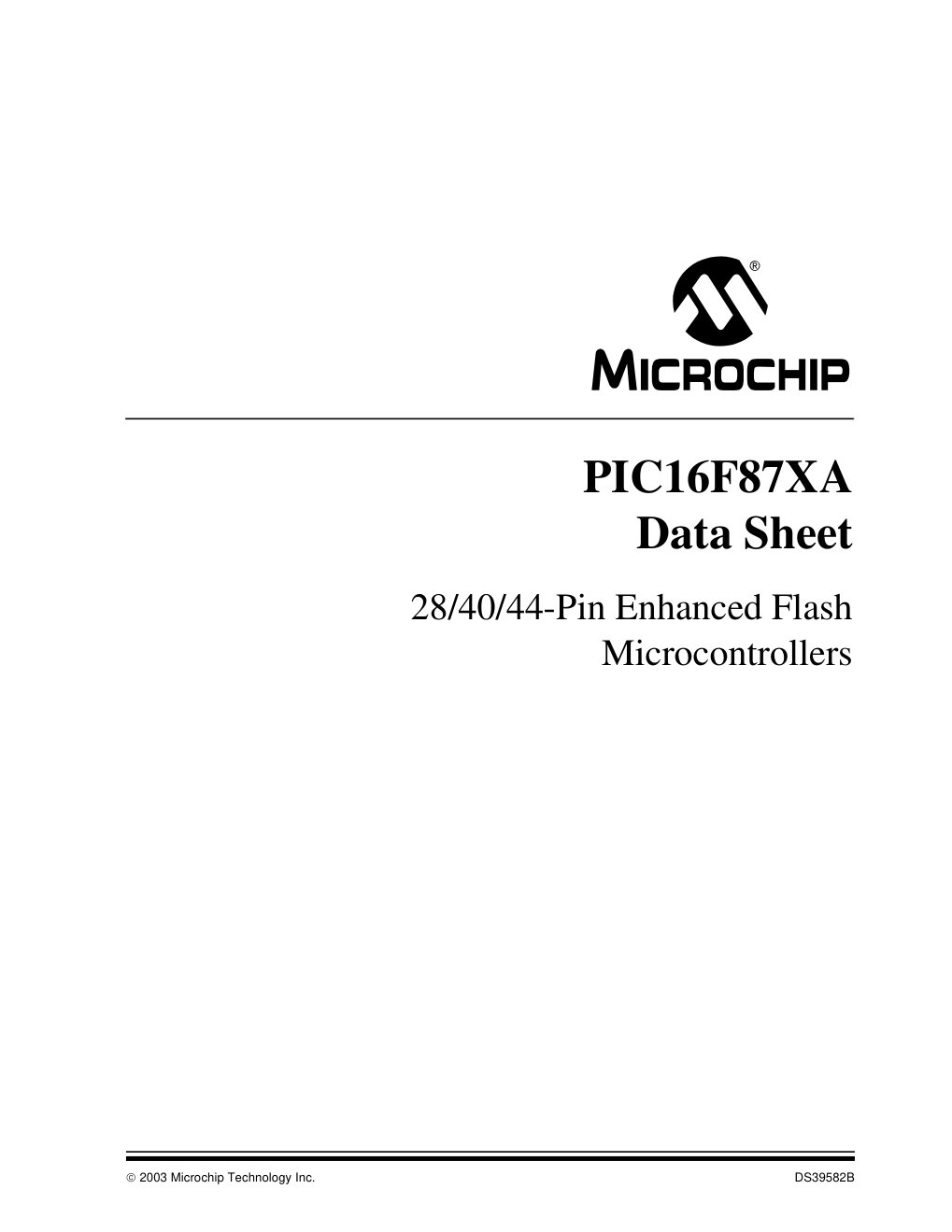 Cover of PIC16F87XA Data Sheet