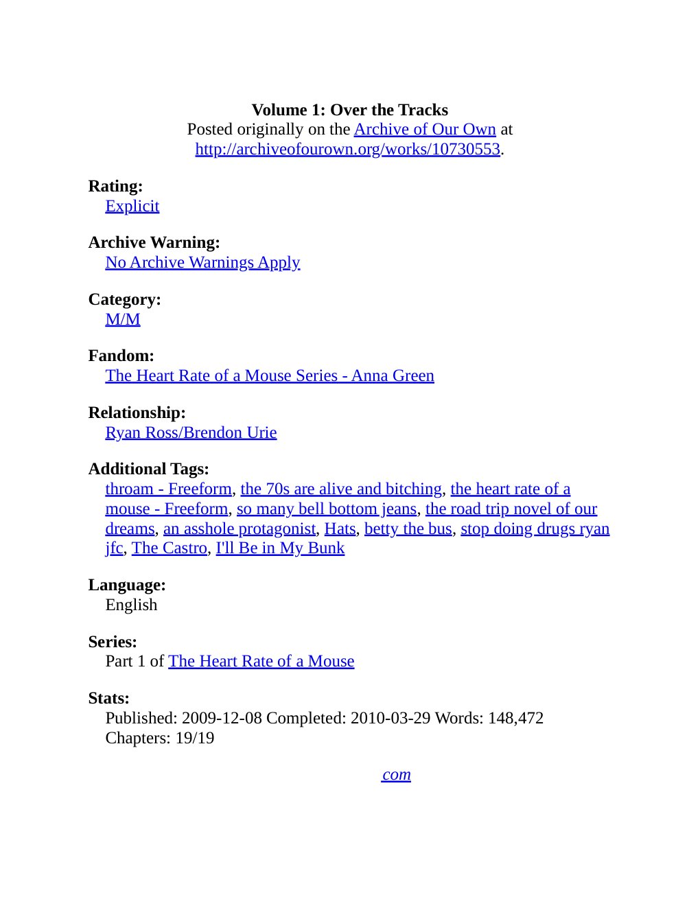 Cover of Volume 1: Over the Tracks