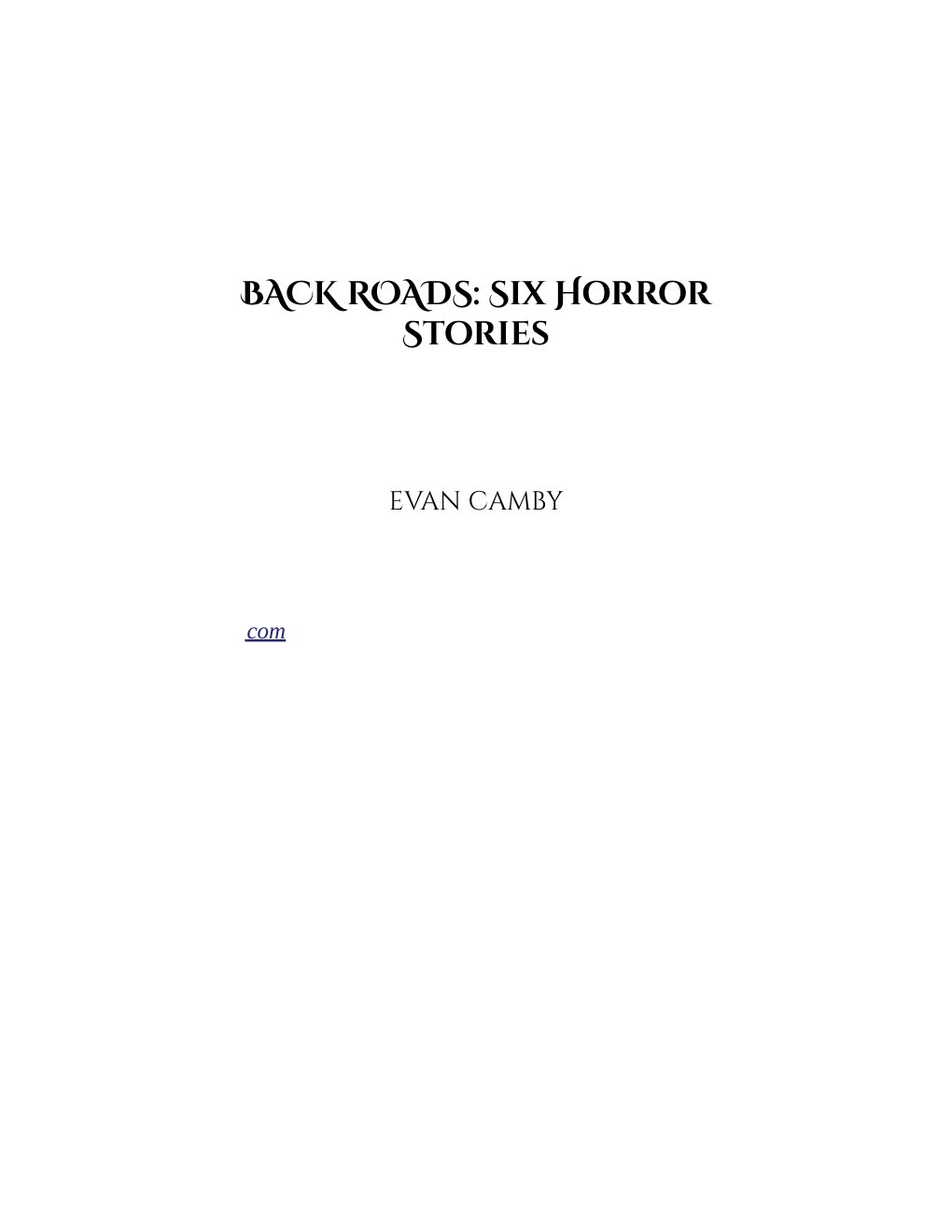 Cover of BACK ROADS