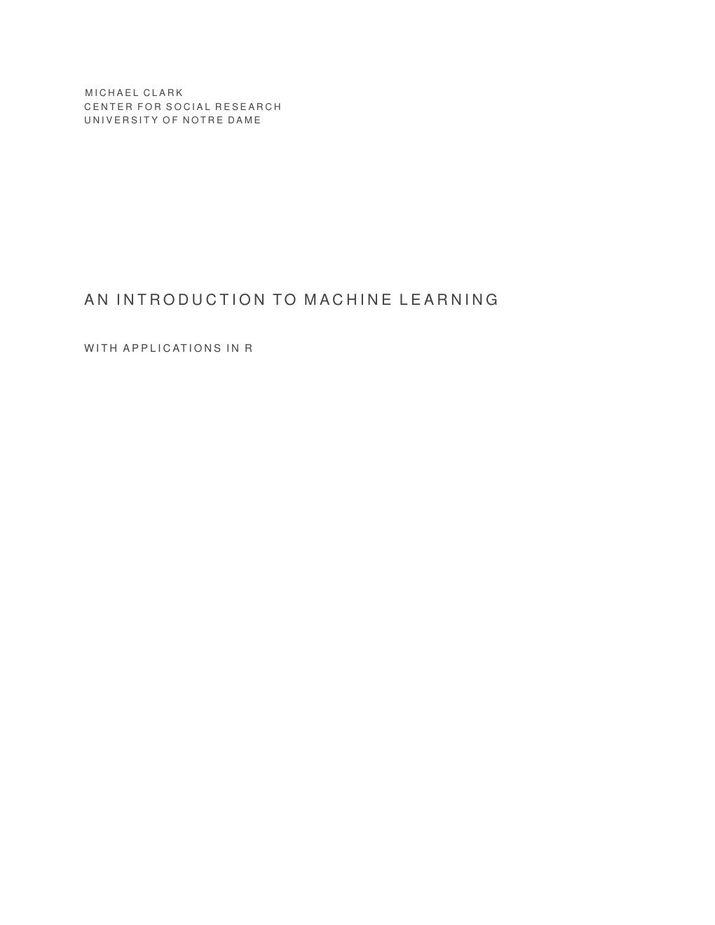 Cover of An Introduction to Machine Learning with Applications in R
