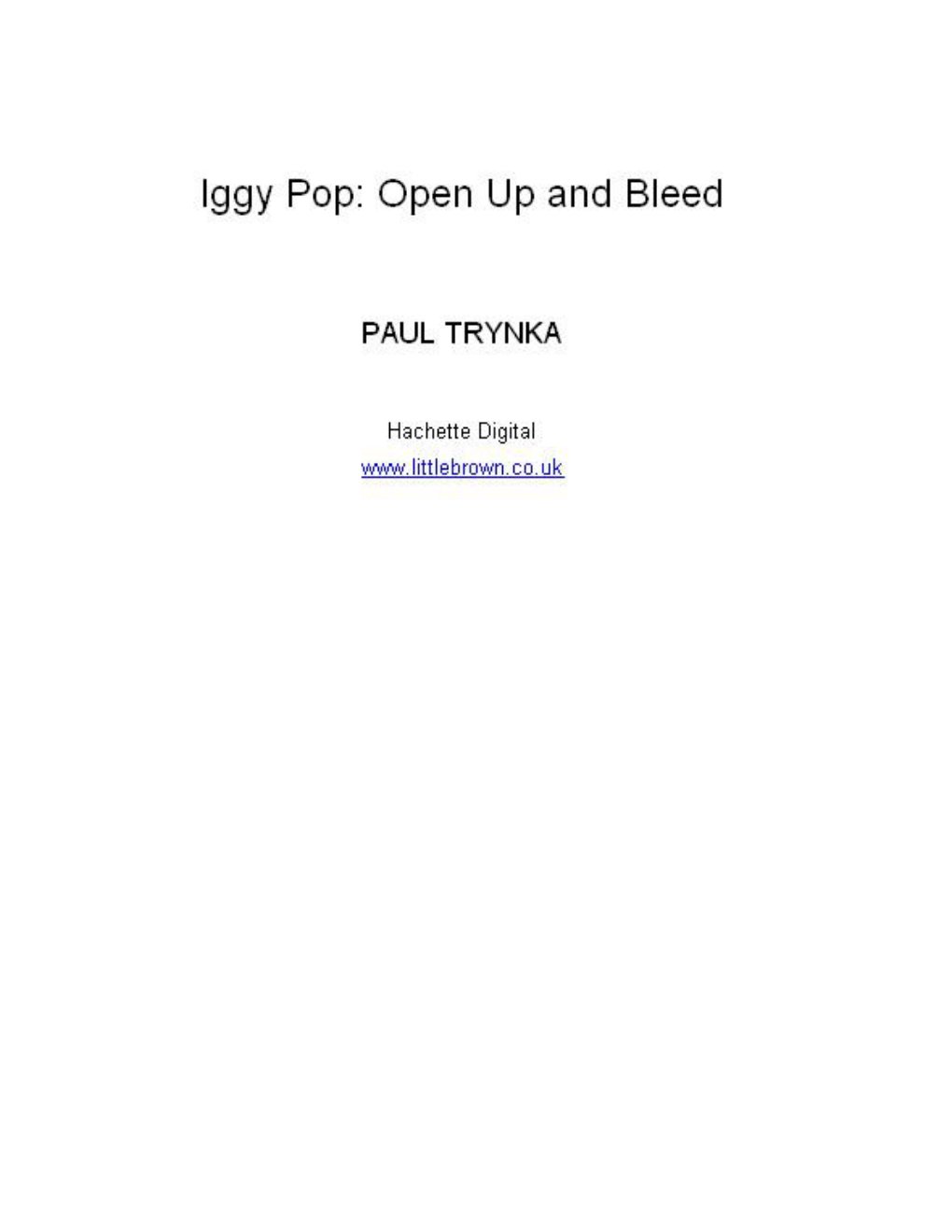 Cover of Iggy Pop: Open Up and Bleed