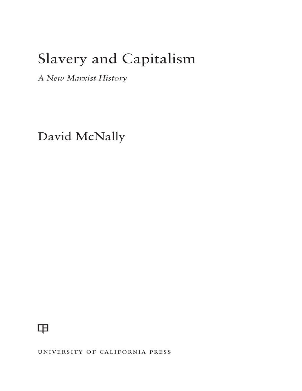 Cover of Slavery and Capitalism